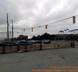 Motor Vehicle Accident at Don Mills and Eglinton, in Toronto, next to the Romanian Consulate; photo before entering the consulate