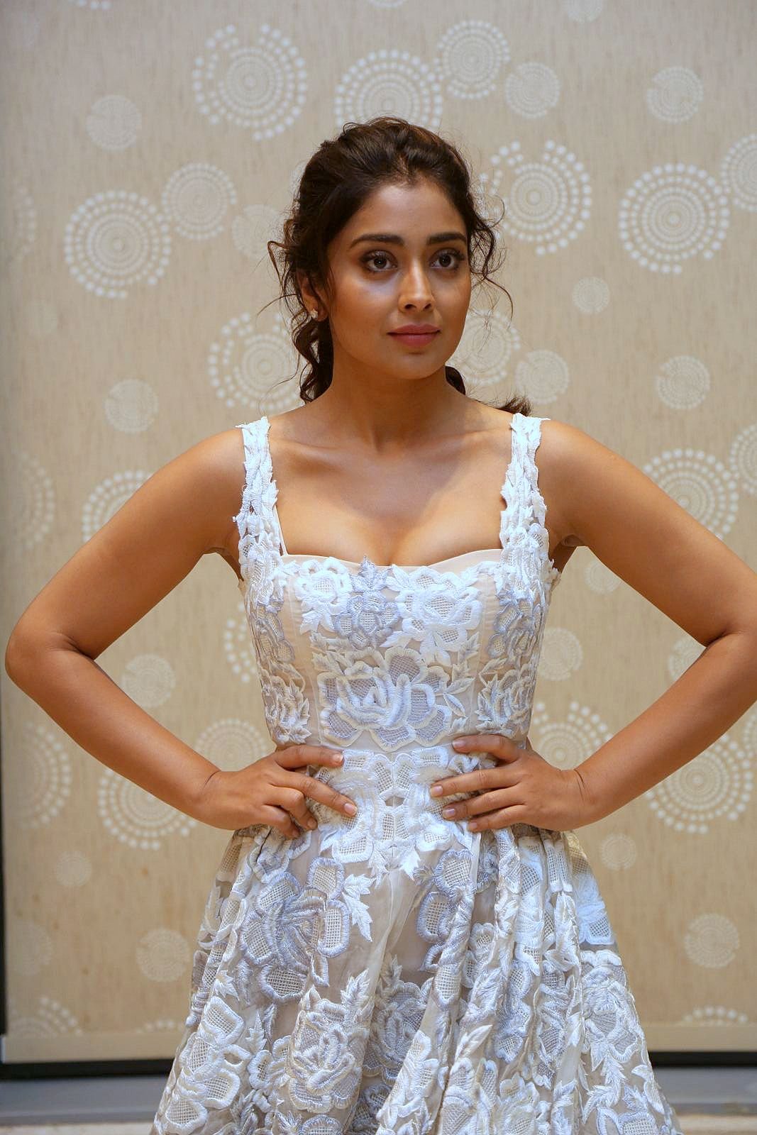 Shriya Saran Super Sexy Cleavage Show At Telugu Film â€œPaisa Vasoolâ€ Audio Success Meet