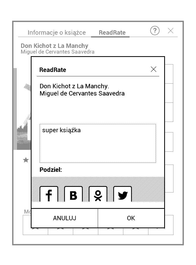PocketBook Aqua 2 - dodawanie komentarza w aplikacji ReadRate