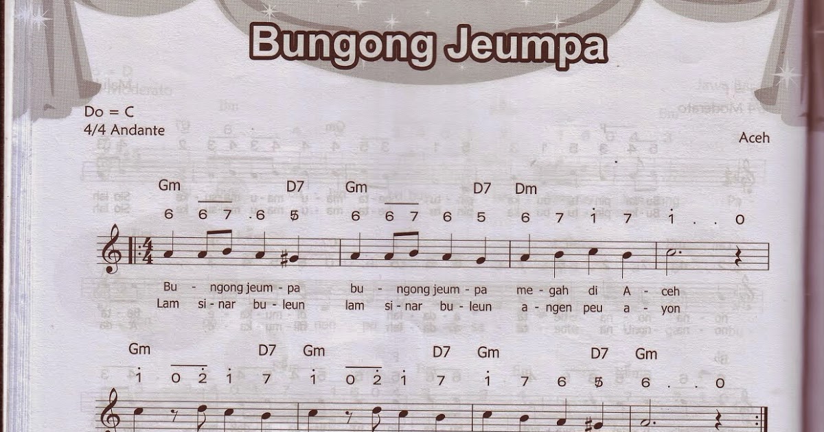 Lirik Lagu Bungong Jeumpa Dari Aceh Cord Gitar Clasik