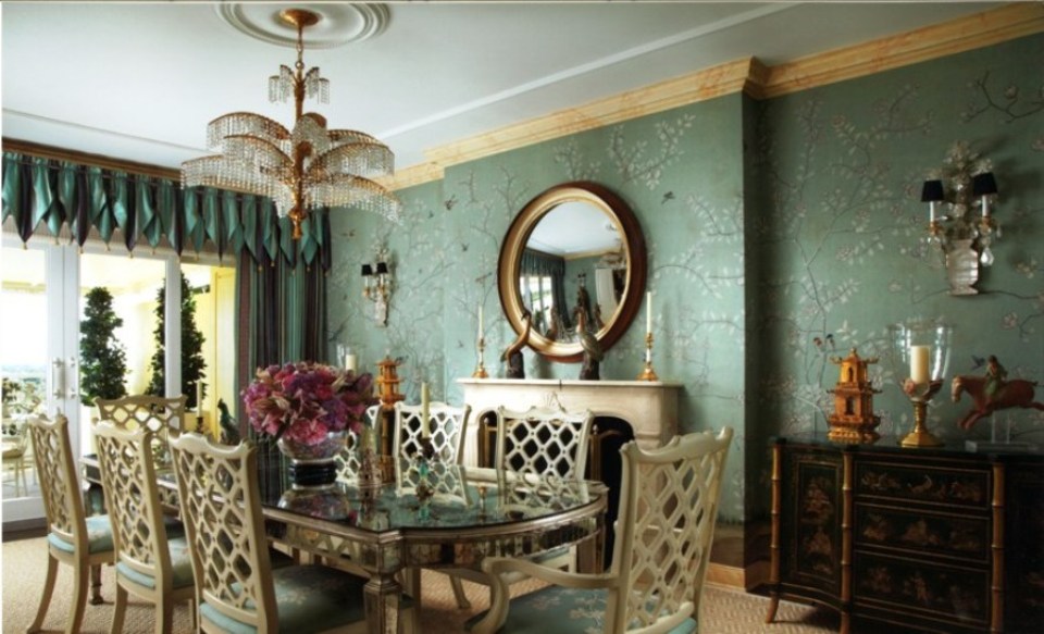Blue de Gournay and Gracie Wallpapered Dining Rooms The Glam Pad