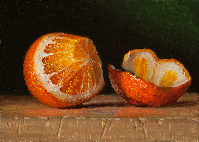 Wang Fine Art orange peeled still life oil painting daily painting a
