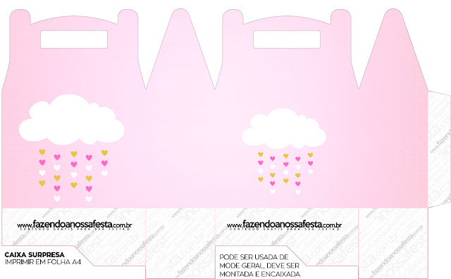 Lluvia de Bendiciones para Nena: Cajas para Imprimir Gratis. Caja Lunch de Lluvia de Bendiciones para Nena.