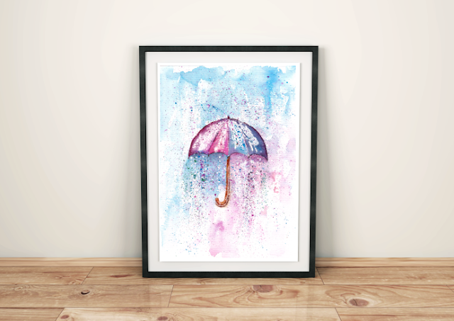Umbrella Watercolor Painting for Sale Umbrella Watercolor Painting for Sale