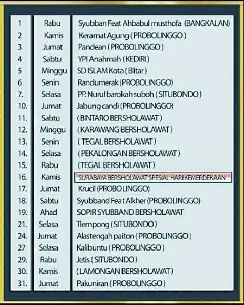 Jadwal Syubbanul Muslimin Bulan Agustus 2018 Lengkap Terbaru Sholah Sholawat Kumpulan Lirik Mp3 Jadwal Sholawat Terbaru