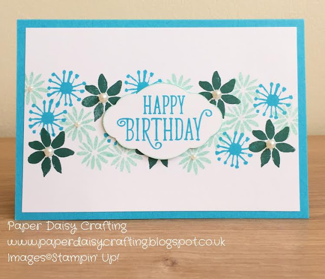 Birthday card using Blooms and Wishes from Stampin' Up!