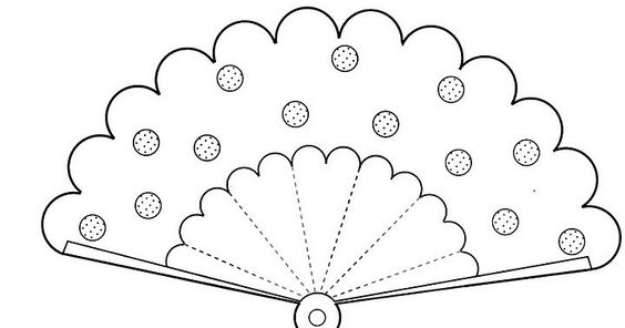 Tranh tô màu quạt giấy trang trí chấm tròn