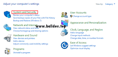 Menu-menu pada control panel windows