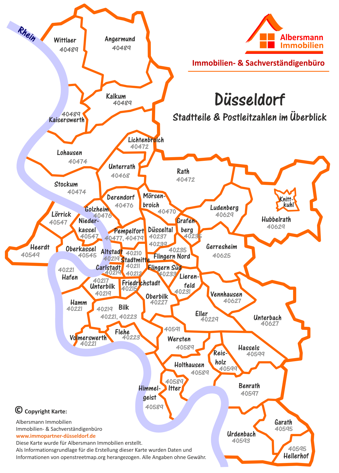 Stadtteile + PLZ im Überblick