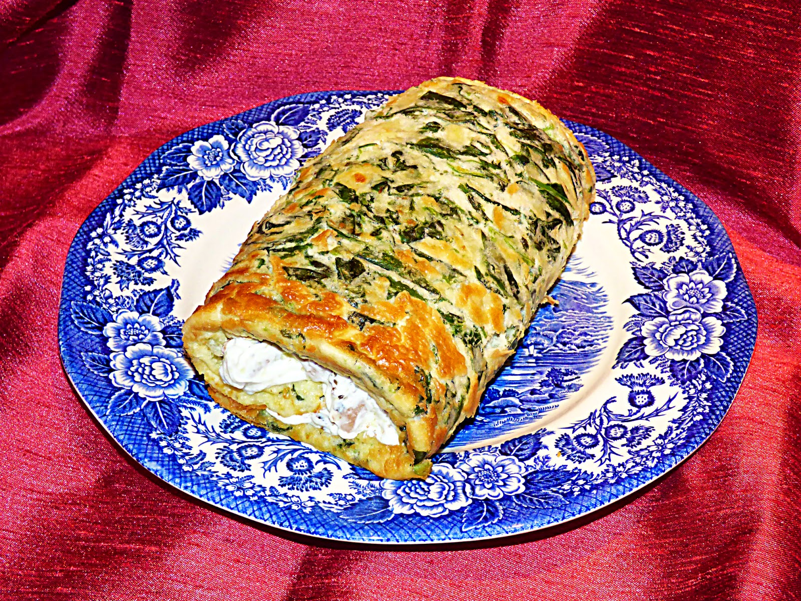 Chez Maximka Spinach, wild mushroom and cheese roulade