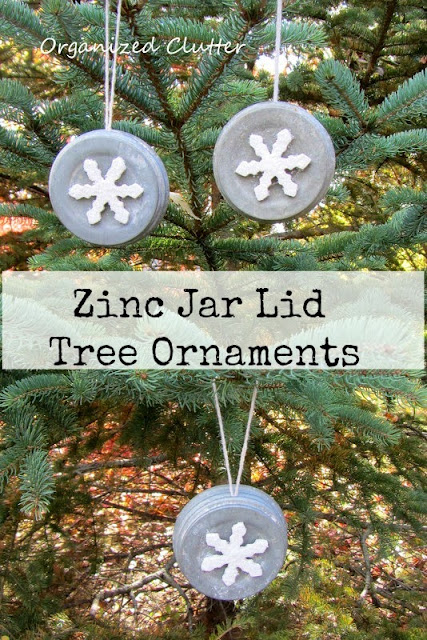 Zinc Jar Lid Ornaments www.organizedclutterqueen.blogspot.com