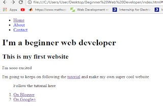 HTML Tutorial 3 final result List item displayed as link