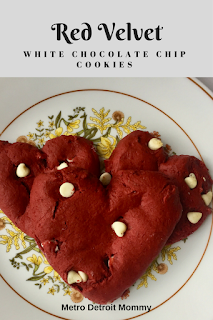 Make your own soft and chewy red velvet white chocolate chip cookies using this simple recipe!