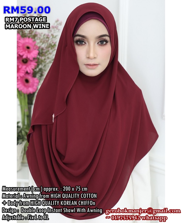 INSTANT SHAWL CHIFFON 2 LOOP ROSSY FLARE WITH AWNING