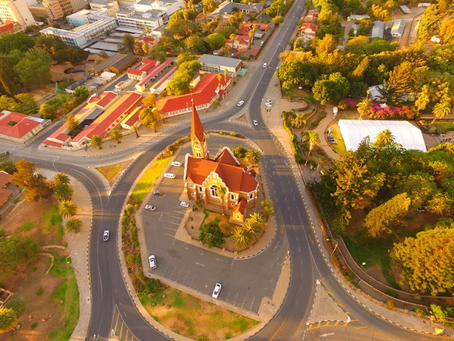 Namibia: Windhoek Christuskirche aerial photo gallery