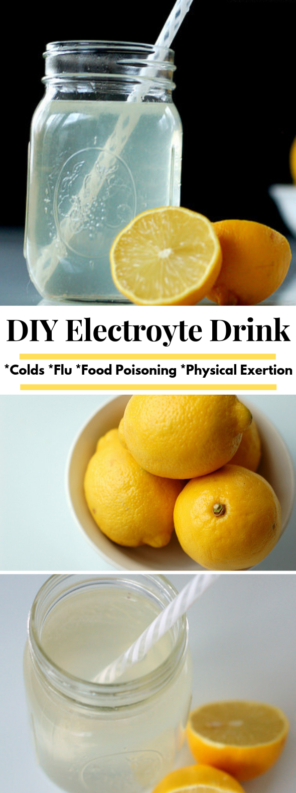 DIY Electrolyte Drink :: Natural rehydration for colds, flu, food poisoning, & physical exertion #drink #healthydrink