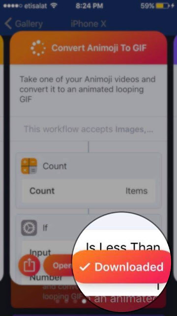 كيفية استخدام تطبيق Workflow في تحويل انيموجي Animoji الى GIF في ايفون X