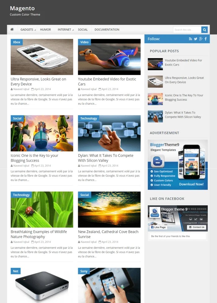 Magento Fast Loading Blogger Templates Magento Fast Loading Blogger Templates