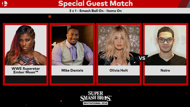Super Smash Bros. Invitational 2018 Ember Moon Mike Daniels Olivia Holt Nairo special guest match 3 vs. 1