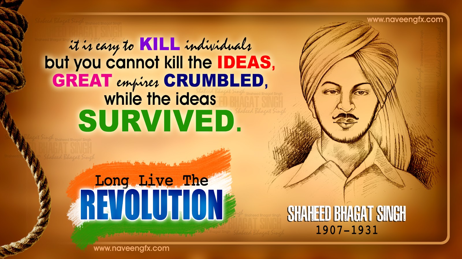 Bhagat singh motivational poster quotes and wallpapers | naveengfx