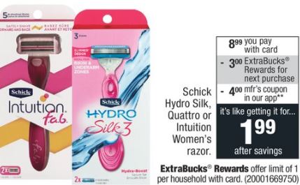 Schick Hydro Silk, Quattro or Intuition Women’s razor 