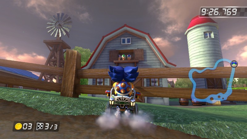 Mario Kart 8 Moo Moo Meadows Mario Kart 8 Moo Moo Meadows scenery Toads windmill farm farmhouse barn