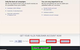Isi Data Anda Cara Daftar Dan Pasang Iklan CPM Yllix Di Blog