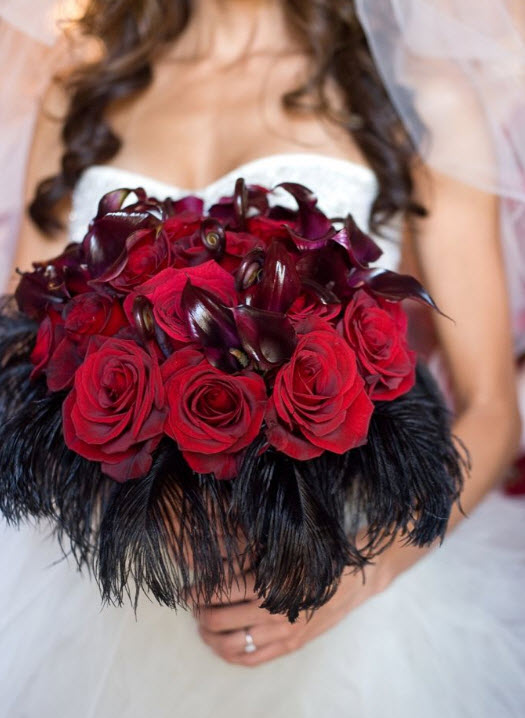 Bouquet Ebony Rose Bridesmaid Dresses Burgundy Wedding Red And