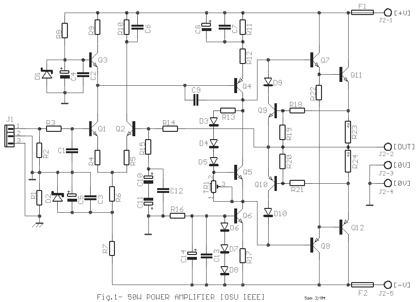 Simple 50W Electronic Amplifier Circuit Diagram | Super Circuit Diagram