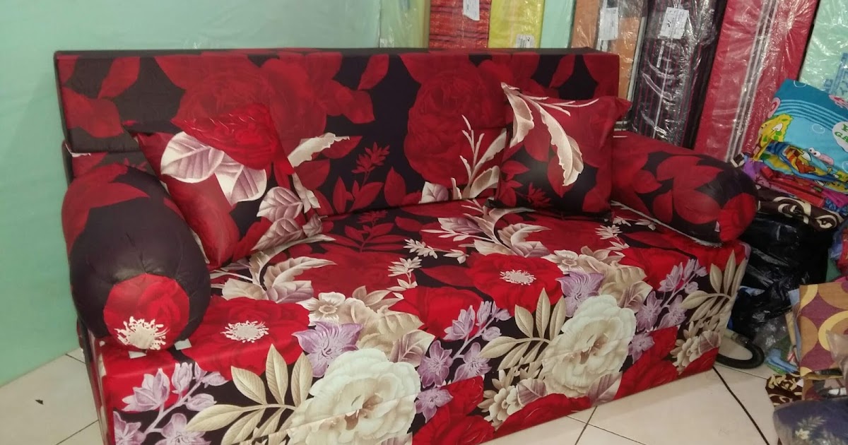SOFA BED INOAC MOTIF ROSIANA MERAH MAROON AGEN RESMI KASUR BUSA INOAC