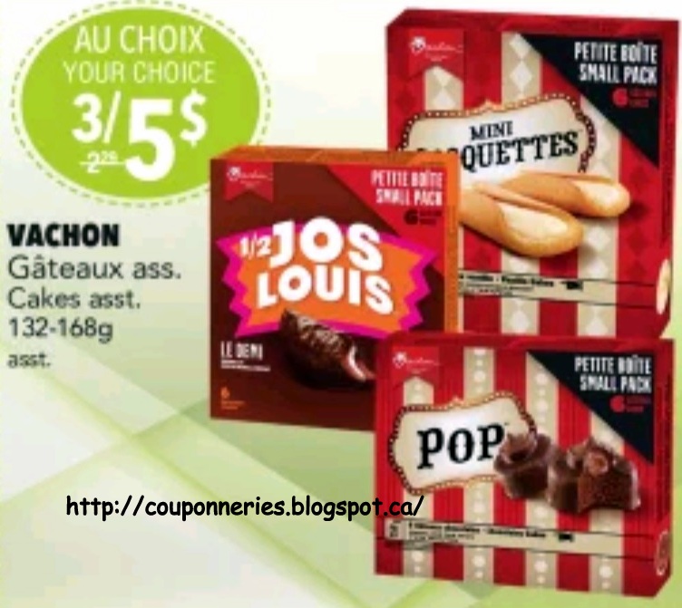 Les Gateaux VACHON (132 , 168g) sont 3/5$ ou 1,66$ ch.seulement, du 16 au 22 mars chez Rossy.