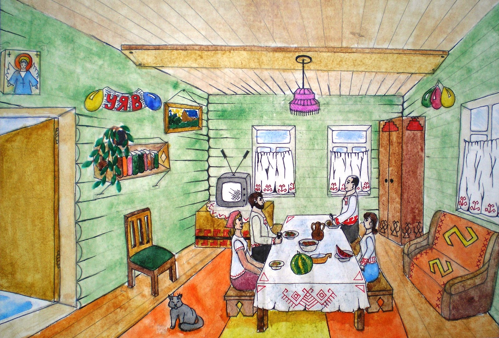 Внутренний мир избы рисунок
