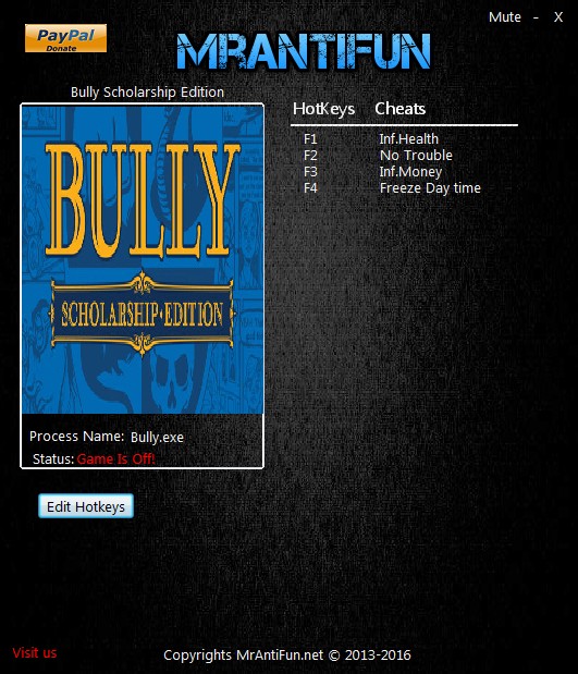 Bully Scholarship Edition (PC) Para,Sağlık +4 Trainer Hilesi