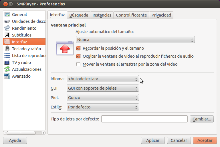 SMPlayer Preferencias