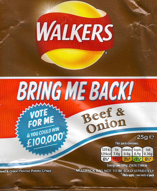 Cheeseburger Crisps & Other Stories Walkers "Bring Me Back!" Beef & Onion