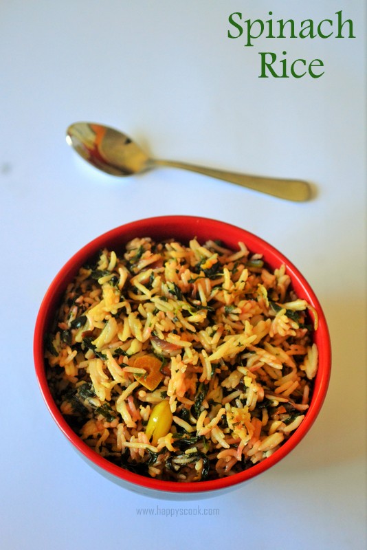 Spinach Rice Recipe Happy's Cook