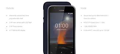 nokia 1 android go smartphone