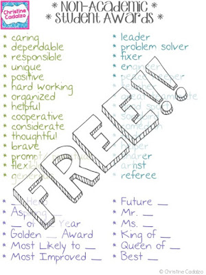 Clroom Freebies Too Non Academic Award Ideas Non Academic Award Ideas