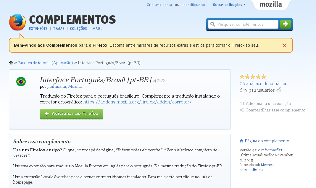 Configurar idioma Português Brasil no Firefox 42.0 Sob Demanda