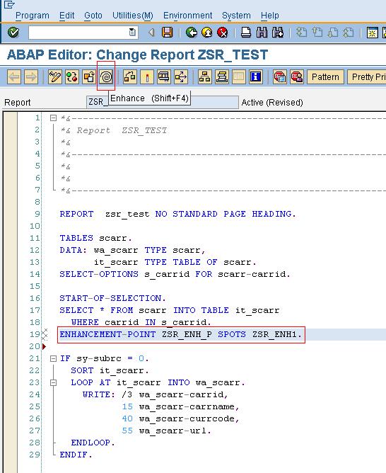 SAP ABAP 4 Tutorial: User Exit - Explicit Enhancement Point