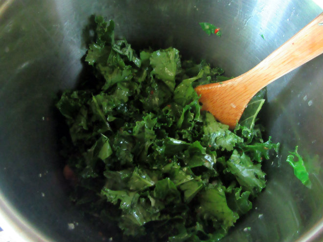 Collard greens Southern-Style by Laka kuharica: add collards, stir and cover 