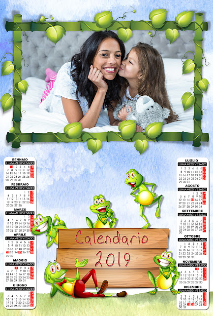 Calendario 2019 per bambini con spazio per foto orizzontale