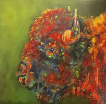 "Rising From Ashes", buffalo portrait  SOLD!