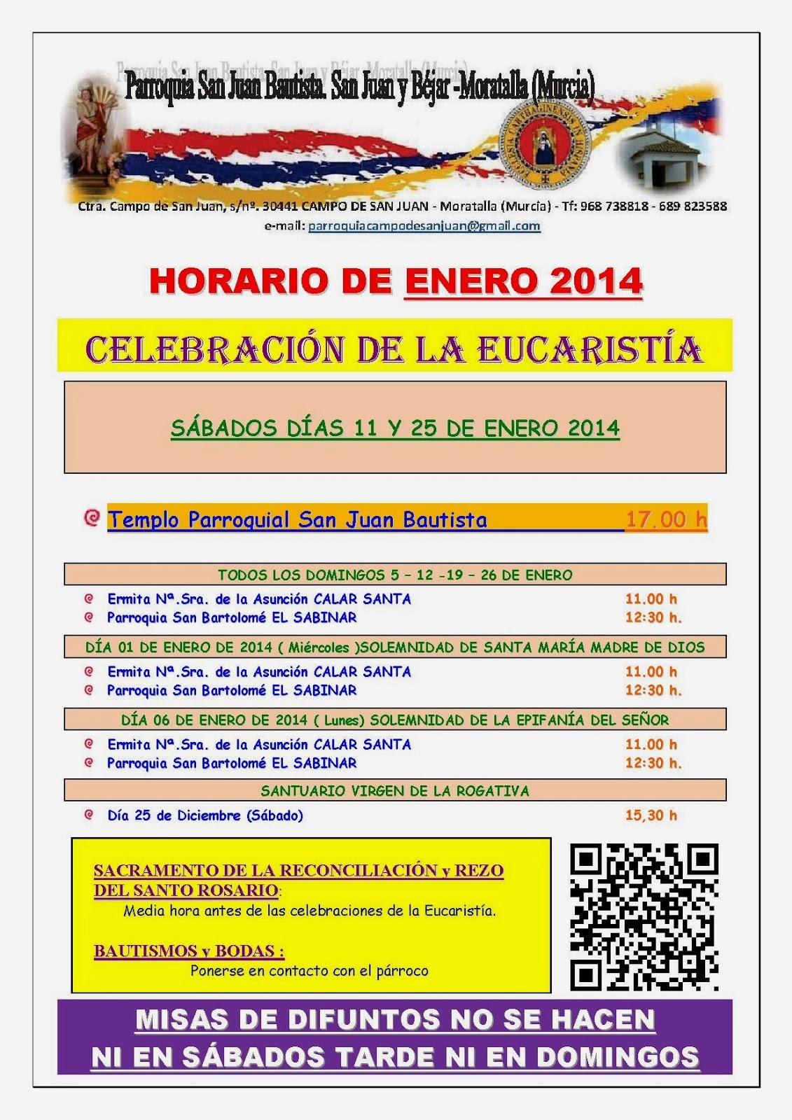 Parroquia San Bartolomé EL SABINARMoratalla (Murcia) HORARIO DE MISAS