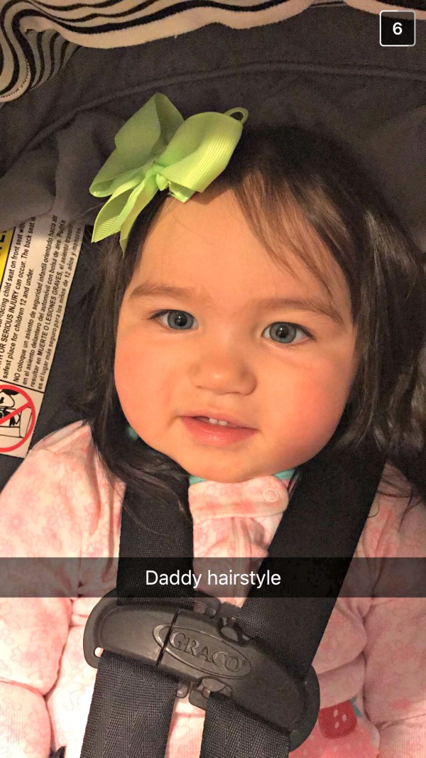 baby girl with a bow in her head baby girl styled by daddy