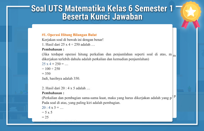 Latihan Soal UTS Kelas 6 Semester 1 & Kunci Jawaban (2022)