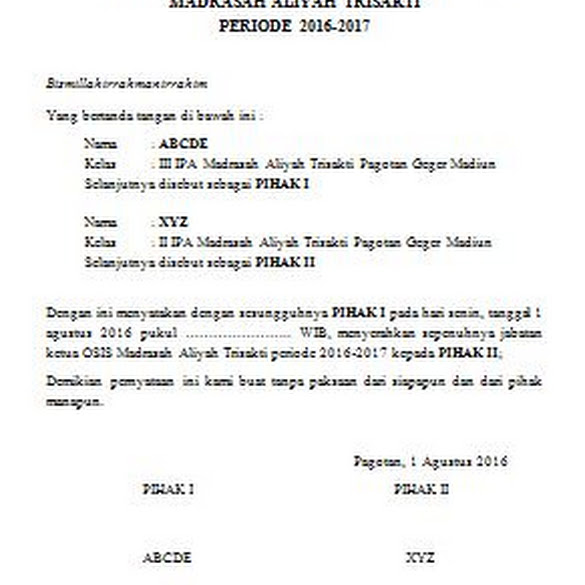 Contoh Surat Serah Terima Jabatan Manager Contoh Surat