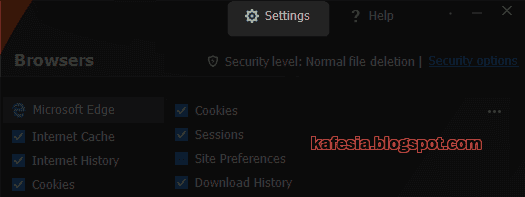 halaman konfigurasi free privacy eraser