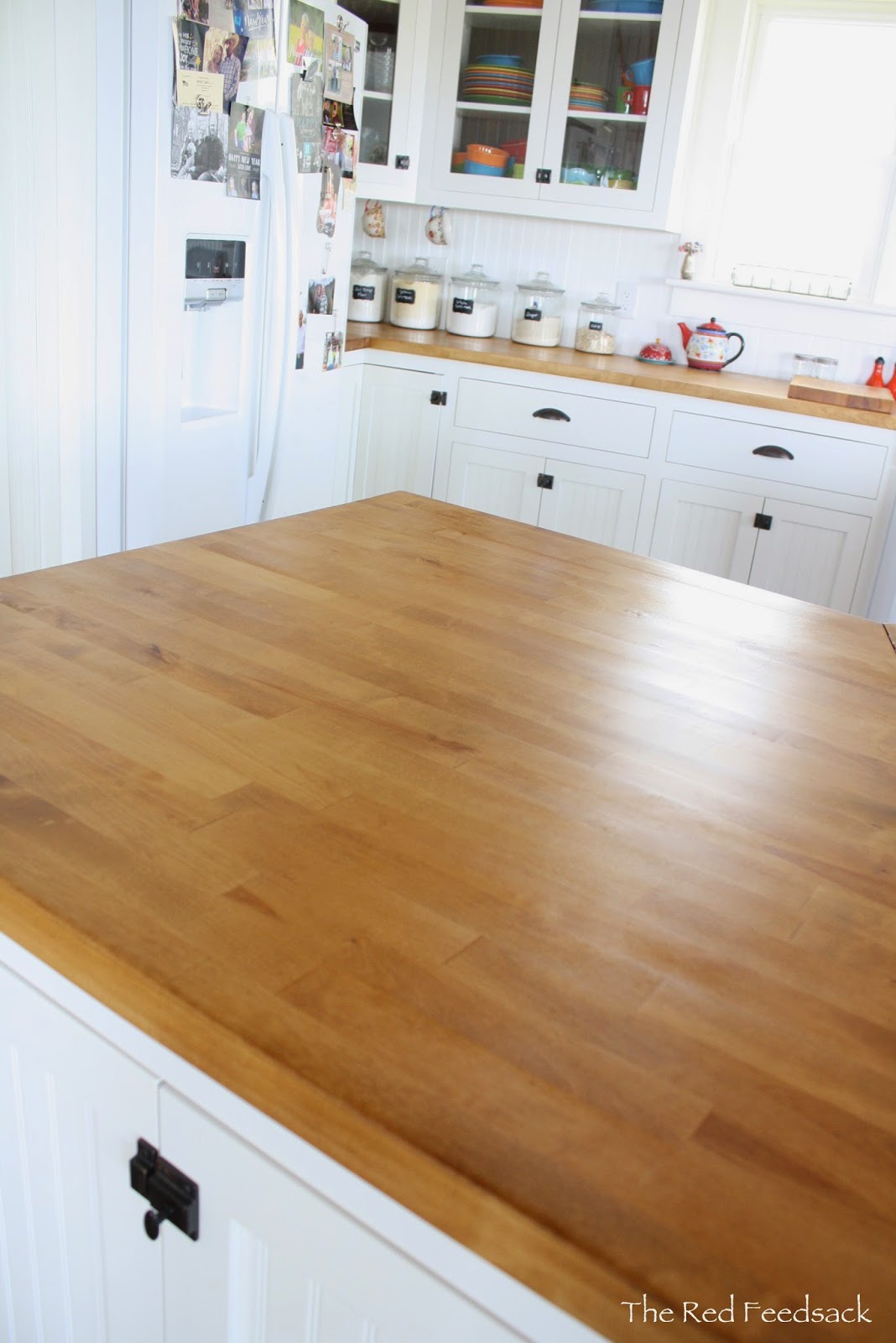 The Red Feedsack: Update On Butcher Block Countertops!