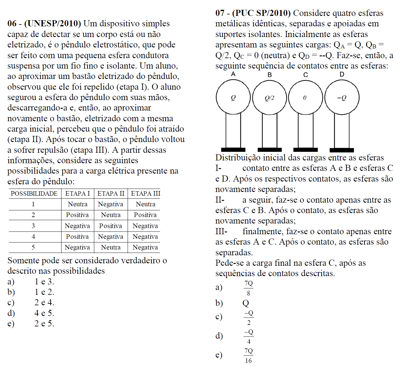 Questões Sobre Carga Elétrica ENSINO